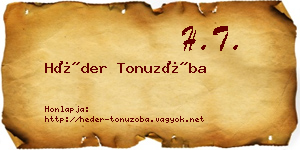 Héder Tonuzóba névjegykártya
